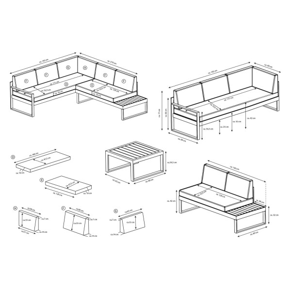 Bellavista »Lima« Gartenlounge, weiß, Aluminium, für 5 Personen