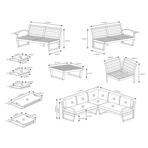 Bellavista »Jersey« Gartenlounge, braun, Eukalyptus Holz FSC 100, für 5 Personen