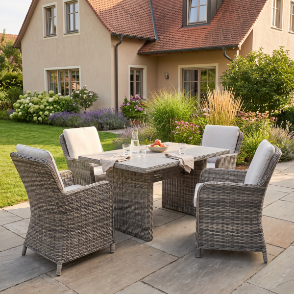 Bellavista »Ria« Dininglounge Set, grau, Polyrattan, für 4 Personen