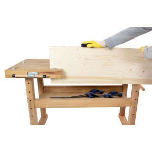 ikta Hobelbank aus Buchenholz 140 × 50 cm – 400 kg Tragkraft – inkl. Schraubstock