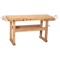 ikta Hobelbank aus Buchenholz 140 × 50 cm – 400 kg Tragkraft – inkl. Schraubstock