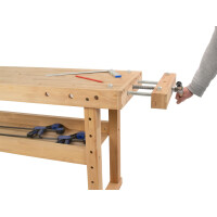 ikta Hobelbank aus Buchenholz 140 × 50 cm – 400 kg Tragkraft – inkl. Schraubstock
