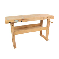 ikta Hobelbank aus Buchenholz 140 × 50 cm – 400 kg Tragkraft – inkl. Schraubstock